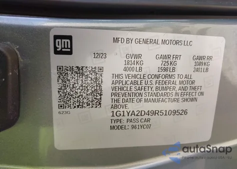 2024 Chevrolet Corvette Stingray Rwd 1Lt from USA, damaged, VIN 1G1YA2D43R5109526